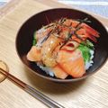白雪's cooksnap of when they made 甘海老とサーモンのブラックペッパー漬け丼.