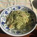 cuphead's cooksnap of when they made 大葉のジュノベーゼ　エビのパスタ.