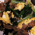 ほそにゃん♪'s cooksnap of when they made キクラゲと小松菜、豚肉、卵の炒めもの.