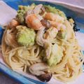 こつぶっち's cooksnap of when they made アボガド・エビ・豆乳の美肌スパゲッティ.