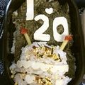 由芽15's cooksnap of when they made キャラ弁に☆お誕生日の ケーキ ごはん.