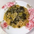 るまみ's cooksnap of when they made 野沢菜＆しらすの和風スパゲッティ.