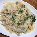 sunnnnny's cooksnap of when they made ほうれん草と鮭のクリームパスタ.