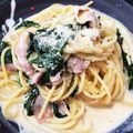 sorayasu's cooksnap of when they made 生ハムとほうれん草のクリームパスタ.