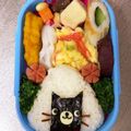 Chaaa_room's cooksnap of when they made 【キャラ弁】黒猫おにぎり弁当.