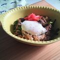 にゃんがす's cooksnap of when they made 温泉卵のせ牛丼.