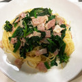 ナッツリ's cooksnap of when they made 簡単　ベーコンとほうれん草の和風パスタ.