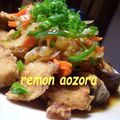 青空レモン's cooksnap of when they made 超簡単☆はまちを使ってカラフル油林鶏風♪.