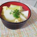 Yukiまむ's cooksnap of when they made ブロッコリーの茎とじゃが芋の味噌汁.