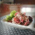 inyako's cooksnap of when they made 冷凍唐揚げで、カニカマオーロラソース和え.