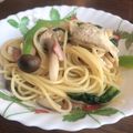 ゆっぴ✩'s cooksnap of when they made 小松菜と油揚げのパスタ＊麺つゆバター.
