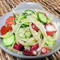 料理男子部's cooksnap of when they made 蛸と胡瓜とトマトと新玉ねぎの中華風マリネ.