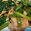 うーてぃ's cooksnap of when they made ほうれん草と豚肉のスタミナ定食(右).