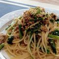 rie0x0's cooksnap of when they made 小松菜とひき肉の和風パスタ.