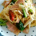 バウンド's cooksnap of when they made 菜の花ときのこのペペロンチーノ.