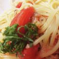 Sのママ's cooksnap of when they made トマト•ツナ•大葉のガーリックパスタ.