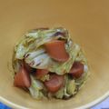 hiro_aya's cooksnap of when they made 弁当ｷｬﾍﾞﾂとｳｲﾝﾅｰのｶﾚｰ炒め.