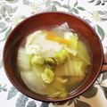 三つ葉つくし's cooksnap of when they made 打ち豆入り白菜と人参の味噌汁.