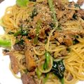 blancapure's cooksnap of when they made サバ缶醤油味と冷凍ほうれん草の簡単パスタ.