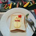 みちこあ−ちゃん's cooksnap of when they made Xmas☆かわいい❤︎雪だるまトースト☻.