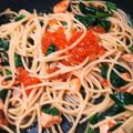ピチョパン屋さん's cooksnap of when they made 鮭とほうれん草といくらの和風パスタ.