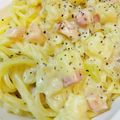 はとちゅっちゅ's cooksnap of when they made ベーコンと玉葱とじゃが芋のクリームパスタ.