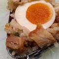 あきつま（杏花☆）'s cooksnap of when they made 悪魔のおにぎり☆ブラックラーメンの汁味.