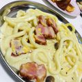 choco831's cooksnap of when they made 厚切りベーコンと豆乳のカルボナーラうどん.