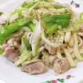へろへろへ's cooksnap of when they made ねぎ豚焼きうどん.