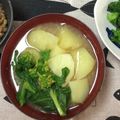 おはなすき's cooksnap of when they made 美味♪菜の花とレンジじゃが芋のみそ汁.
