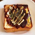 yuri2's cooksnap of when they made お好み焼き風くり抜きトースト♬.