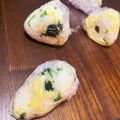 黒いエプロンのタイ人's cooksnap of when they made ほうれん草（青菜）と卵の彩りおにぎり.