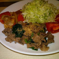 pink0922's cooksnap of when they made さっと簡単に ほうれん草と牛肉の炒め和え.