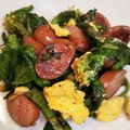 いさみょば's cooksnap of when they made 菜の花とウインナーと玉子のマヨネーズ炒め.