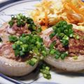 rhymo's cooksnap of when they made 豚ひき肉で和風ハンバーグ木の芽ポン酢かけ.