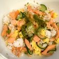 chou*'s cooksnap of when they made レンジで簡単！塩鮭といり卵のちらし寿司☆.
