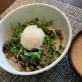 ｐｅｋｏmama's cooksnap of when they made ナスと豚そぼろの丼♪温玉のっけ.