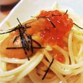 aqua24's cooksnap of when they made 生ウニのクリームパスタ★イクラ添え.