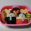 河了貂's cooksnap of when they made キャラ弁＊簡単♪俵おにぎりでひな祭り弁当.