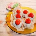 gomapon's cooksnap of when they made レンジで簡単　苺大福　.