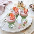 norip_cafe's cooksnap of when they made 生クリーム不使用♡苺と抹茶のプリン.