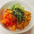 yummysunny's cooksnap of when they made 腸活＊痩せ菌を増やす納豆キムチアボガド.