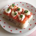 Яuri's cooksnap of when they made パウンド型で♪スモークサーモンの押し寿司.