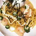 クックO7JHCU☆'s cooksnap of when they made 欲張り＊エビとオクラと半熟卵のバター醤油パスタ＊.