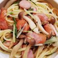jcbsleepboo's cooksnap of when they made ベーコンとしめじと水菜の和風パスタ.