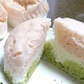 3姫の母's cooksnap of when they made ひな祭り♪米粉でモチモチ三色蒸しパン.