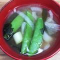 horseland's cooksnap of when they made 新玉ねぎとスナップエンドウの味噌汁♪.
