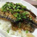 orion1550's cooksnap of when they made 骨なし！フライパンで！さんまの蒲焼き丼.