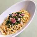 ともみん❤'s cooksnap of when they made 菜の花・じやこ・ベーコンのペペロンチーノ.