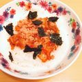 ★ぴよぴよ501★'s cooksnap of when they made 鮭フレークキムチ丼.